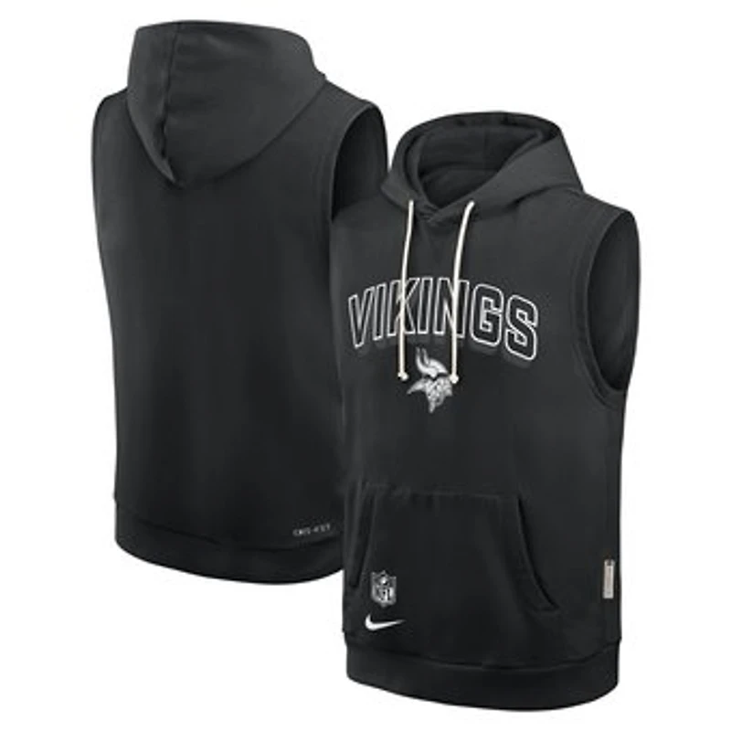 Men's Nike Black Minnesota Vikings Sideline Standard Issue Dri-FIT Sleeveless Hoodie