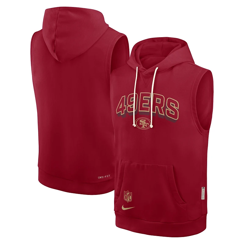 Men's Nike Scarlet San Francisco 49ers Sideline Standard Issue Dri-FIT Sleeveless Hoodie