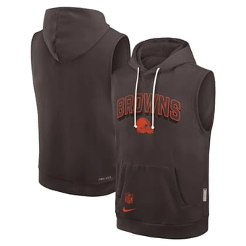 Men's Nike Brown Cleveland Browns Sideline Standard Issue Dri-FIT Sleeveless Hoodie