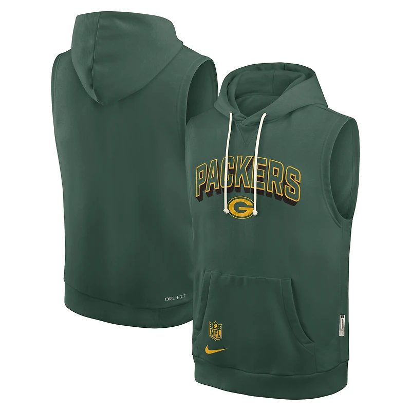 Men's Nike Green Green Bay Packers Sideline Standard Issue Dri-FIT Sleeveless Hoodie