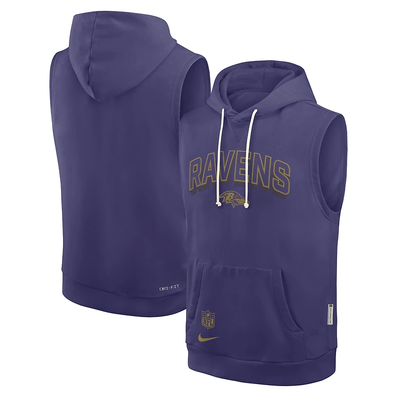 Men's Nike Purple Baltimore Ravens Sideline Standard Issue Dri-FIT Sleeveless Hoodie