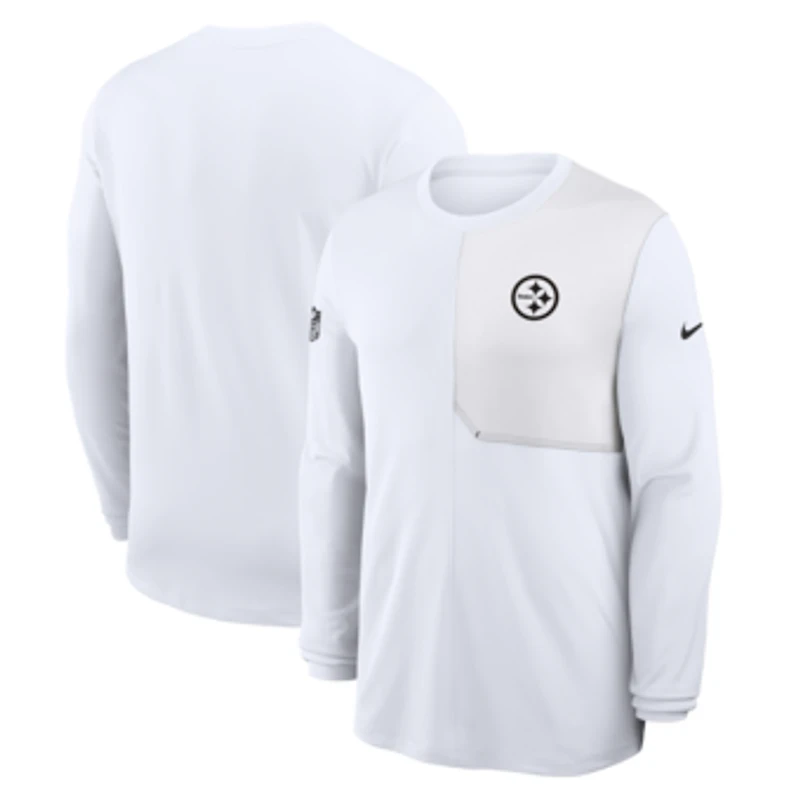 Men's Nike White Pittsburgh Steelers Sideline Coach UV Dri-FIT Long Sleeve Shirt