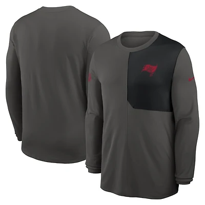 Men's Nike Pewter Tampa Bay Buccaneers Sideline Coach UV Dri-FIT Long Sleeve Shirt