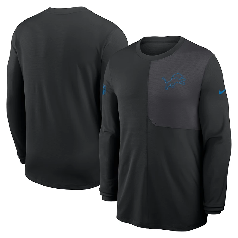 Men's Nike Black Detroit Lions Sideline Coach UV Dri-FIT Long Sleeve Shirt