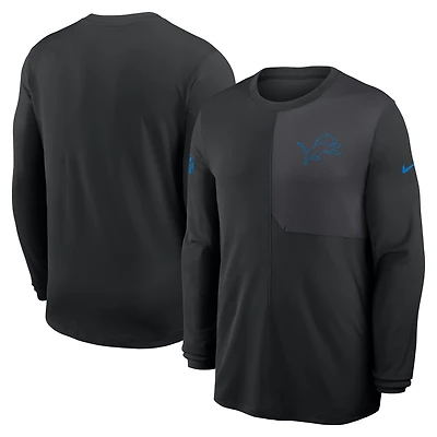 Men's Nike Black Detroit Lions Sideline Coach UV Dri-FIT Long Sleeve Shirt