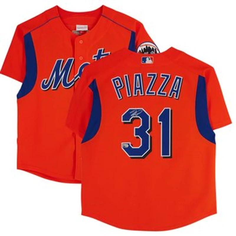 Mike Piazza New York Mets Autographed Orange Mitchell & Ness Replica Batting Practice Jersey