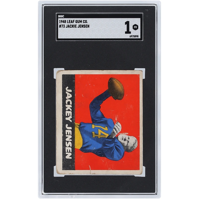 Jackie Jensen Columbia University 1948 Leaf Gum Co. #73 SGC Authenticated 1 Rookie Card
