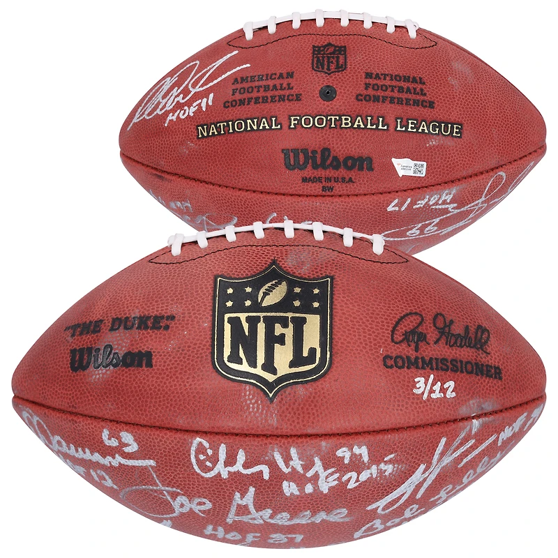 NFL Trench Goats Autographed Wilson Duke Football with 10 Signatures & Hall of Fame Induction Year Inscriptions - Limited Edition of 12