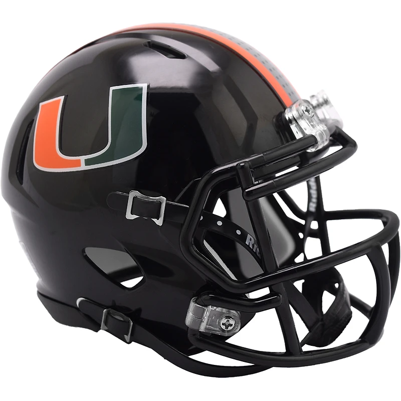 Miami Hurricanes Riddell Black 2024 Speed Mini Helmet