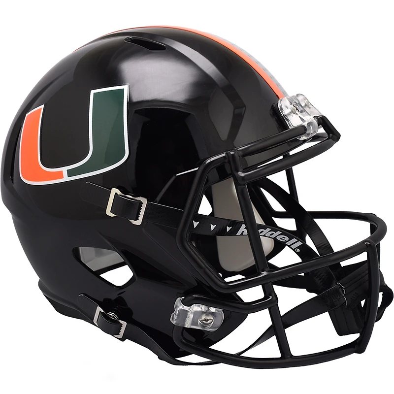 Miami Hurricanes Riddell Black 2024 Speed Replica Helmet