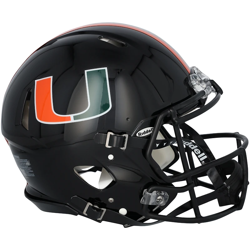 Miami Hurricanes Riddell Black 2024 Speed Authentic Helmet