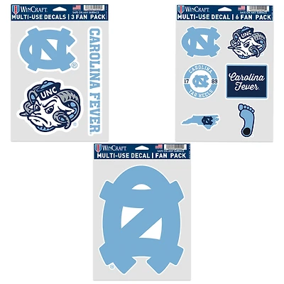 WinCraft North Carolina Tar Heels Three-Pack Fan Decal Set