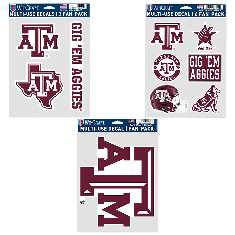 WinCraft Texas A&M Aggies Three-Pack Fan Decal Set
