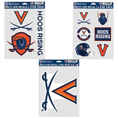 WinCraft Virginia Cavaliers Three-Pack Fan Decal Set
