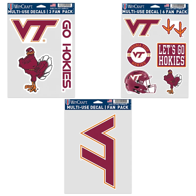 WinCraft Virginia Tech Hokies Three-Pack Fan Decal Set