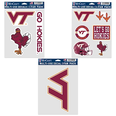 WinCraft Virginia Tech Hokies Three-Pack Fan Decal Set