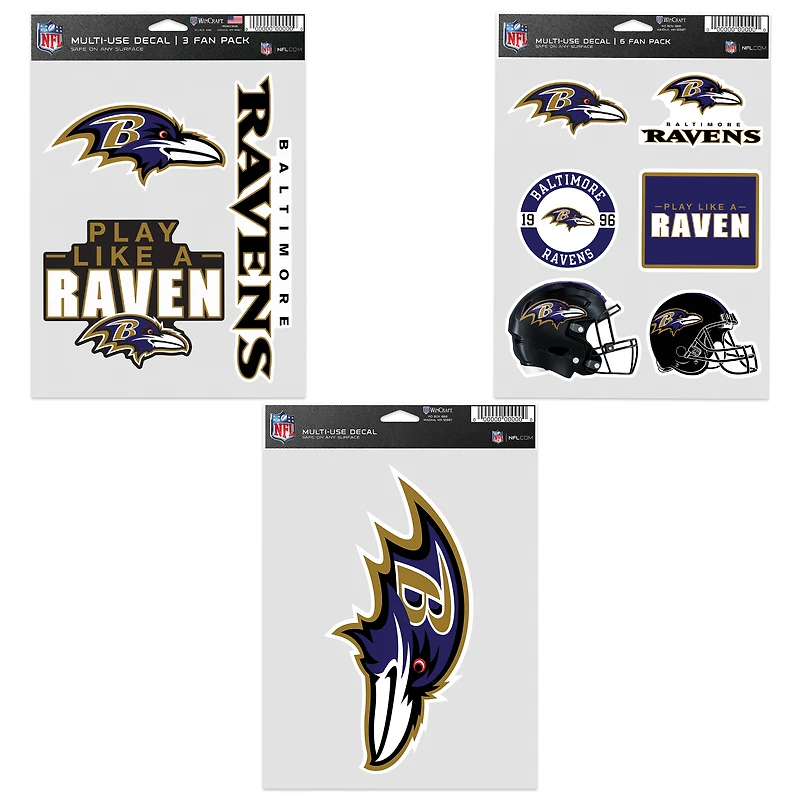 WinCraft Baltimore Ravens Three-Pack Fan Decal Set