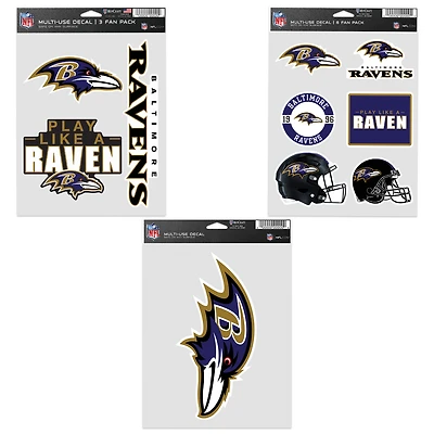 WinCraft Baltimore Ravens Three-Pack Fan Decal Set