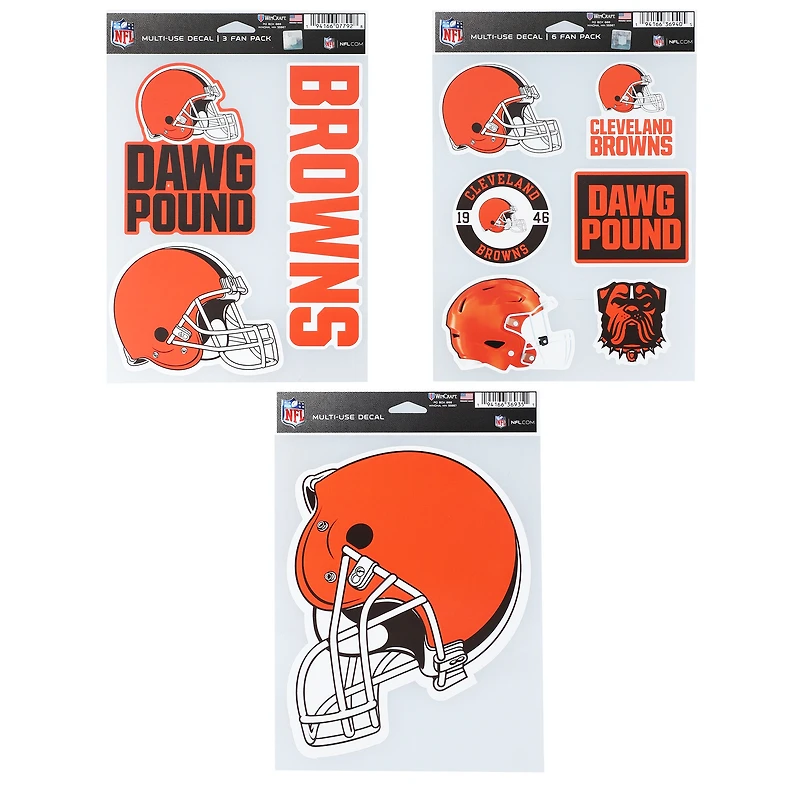 WinCraft Cleveland Browns Three-Pack Fan Decal Set