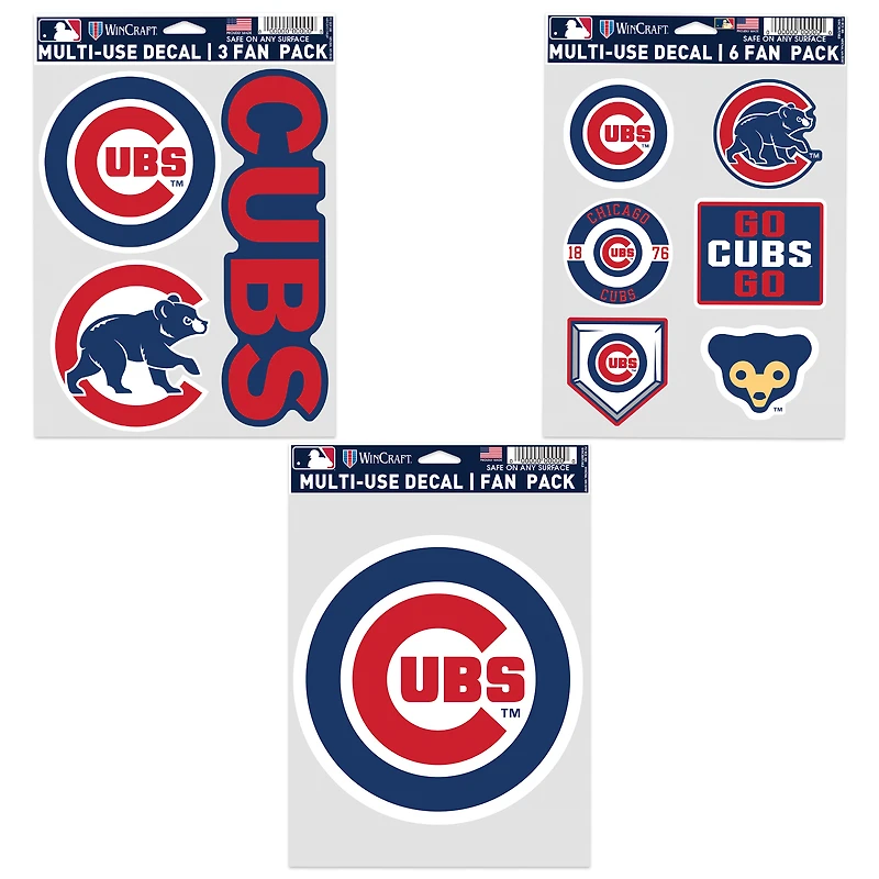 WinCraft Chicago Cubs Three-Pack Fan Decal Set