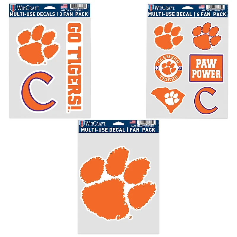WinCraft Clemson Tigers Three-Pack Fan Decal Set