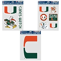 WinCraft Miami Hurricanes Three-Pack Fan Decal Set
