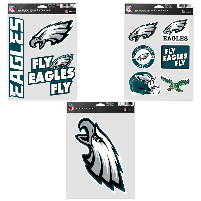 WinCraft Philadelphia Eagles Three-Pack Fan Decal Set