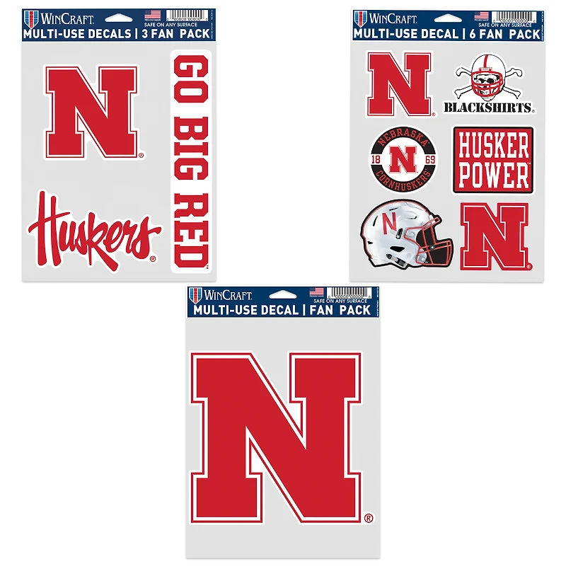 WinCraft Nebraska Huskers Three-Pack Fan Decal Set