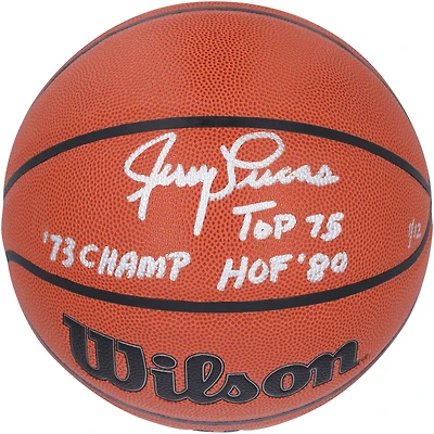 Jerry Lucas New York Knicks Autographed Wilson Authentic Series Indoor/Outdoor Basketball with Multiple Inscriptions - Limited Edition #1/12