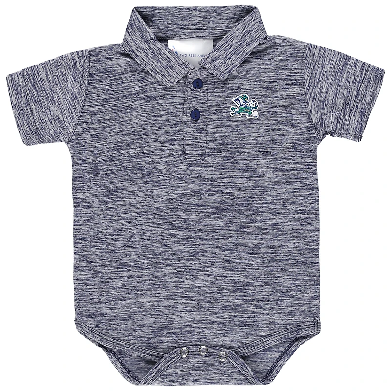 Newborn & Infant Two Feet Ahead Navy Notre Dame Fighting Irish Space-Dye Golf Polo Bodysuit