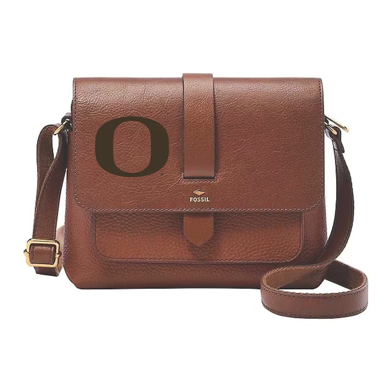Fossil Oregon Ducks Kinley Brown Leather Small Crossbody Bag