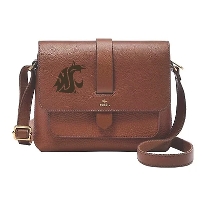 Fossil Washington State Cougars Kinley Brown Leather Small Crossbody Bag