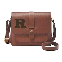 Fossil Rutgers Scarlet Knights Kinley Brown Leather Small Crossbody Bag