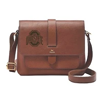 Fossil Ohio State Buckeyes Kinley Brown Leather Small Crossbody Bag