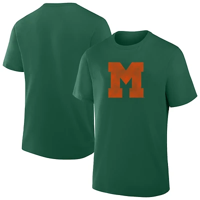 Men's Fanatics  Green Miami Hurricanes Big & Tall Distressed Vintage Logo T-Shirt