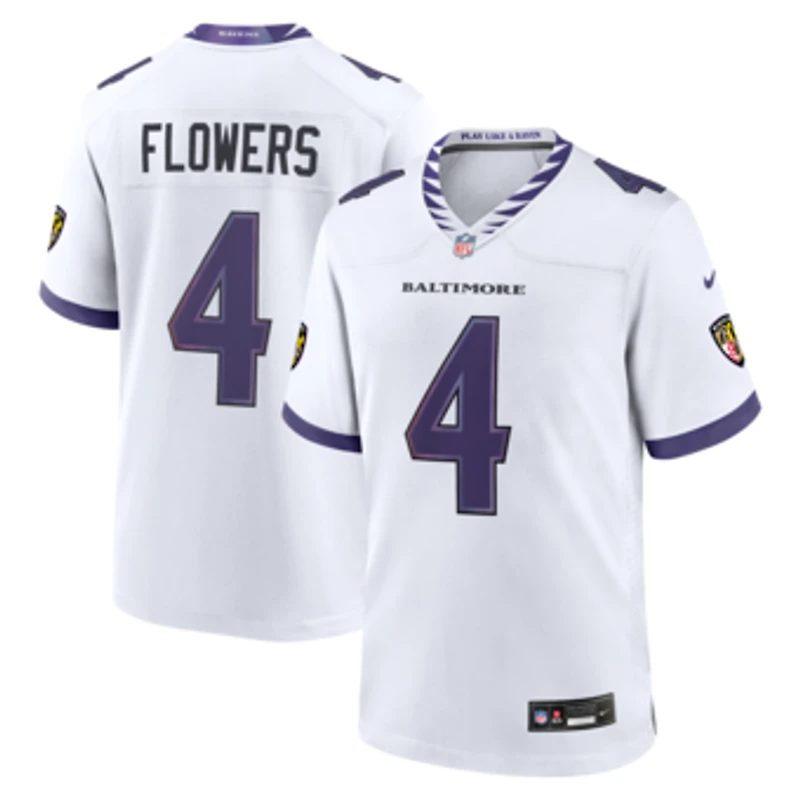 Men's Nike Zay Flowers White Baltimore Ravens Game Jersey
