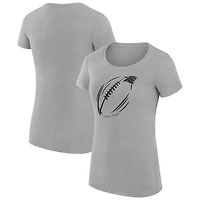 Women's G-III 4Her by Carl Banks  Heather Gray Carolina Panthers Super-Slim Fit Lightweight Subtle Football T-Shirt