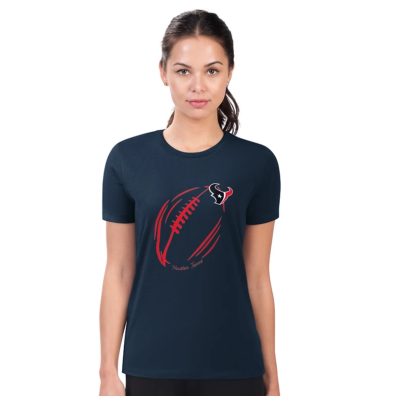 Women's G-III 4Her by Carl Banks Navy Houston Texans Super-Slim Fit Lightweight Subtle Football T-Shirt