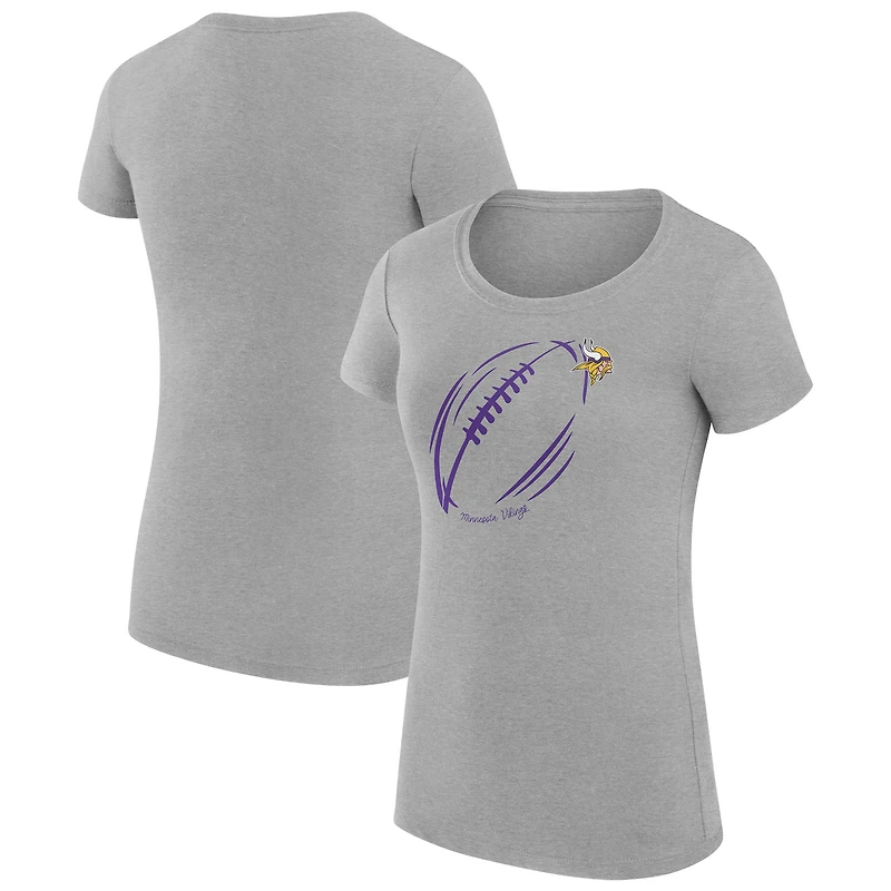 Women's G-III 4Her by Carl Banks  Heather Gray Minnesota Vikings Super-Slim Fit Lightweight Subtle Football T-Shirt