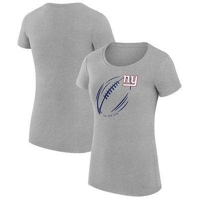 Women's G-III 4Her by Carl Banks  Heather Gray New York Giants Super-Slim Fit Lightweight Subtle Football T-Shirt