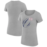 Women's G-III 4Her by Carl Banks  Heather Gray New York Giants Super-Slim Fit Lightweight Subtle Football T-Shirt