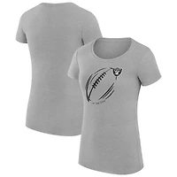 Women's G-III 4Her by Carl Banks  Heather Gray Las Vegas Raiders Super-Slim Fit Lightweight Subtle Football T-Shirt