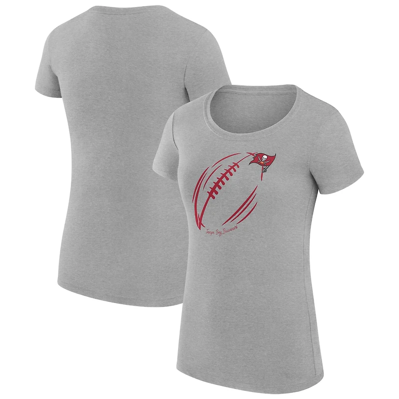 Women's G-III 4Her by Carl Banks  Heather Gray Tampa Bay Buccaneers Super-Slim Fit Lightweight Subtle Football T-Shirt