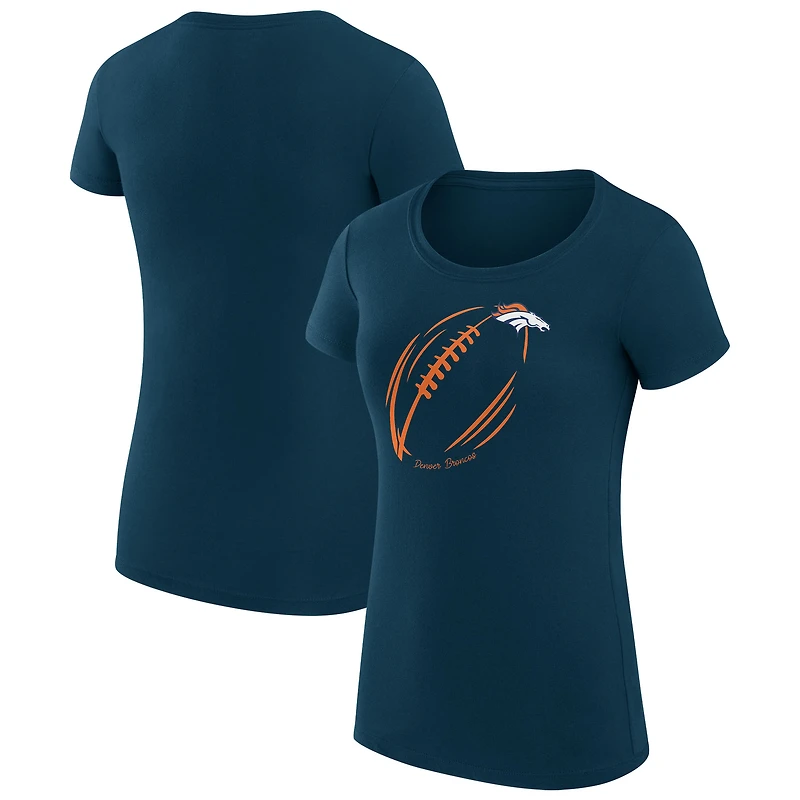 Women's G-III 4Her by Carl Banks  Navy Denver Broncos Super-Slim Fit Lightweight Subtle Football T-Shirt