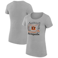 Women's G-III 4Her by Carl Banks  Heather Gray Cincinnati Bengals Super-Slim Fit Lightweight Collage Team T-Shirt