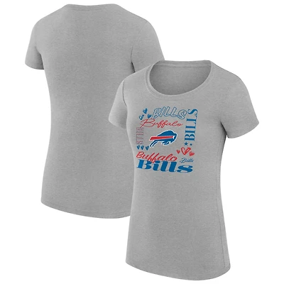 Women's G-III 4Her by Carl Banks  Heather Gray Buffalo Bills Super-Slim Fit Lightweight Collage Team T-Shirt