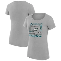Women's G-III 4Her by Carl Banks  Heather Gray Philadelphia Eagles Super-Slim Fit Lightweight Collage Team T-Shirt