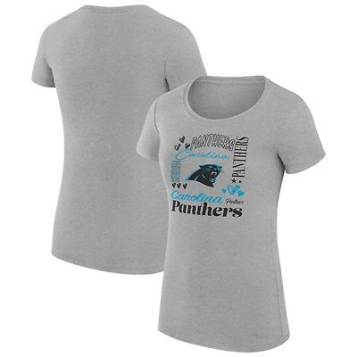 Women's G-III 4Her by Carl Banks  Heather Gray Carolina Panthers Super-Slim Fit Lightweight Collage Team T-Shirt