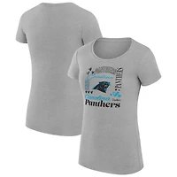 Women's G-III 4Her by Carl Banks  Heather Gray Carolina Panthers Super-Slim Fit Lightweight Collage Team T-Shirt
