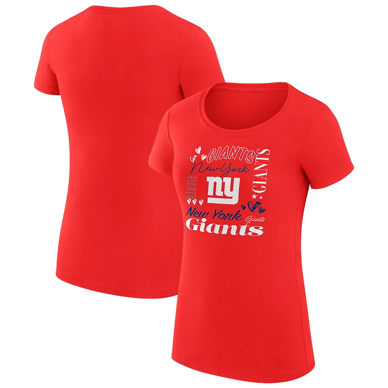 Women's G-III 4Her by Carl Banks Red New York Giants Super-Slim Fit Lightweight Collage Team T-Shirt